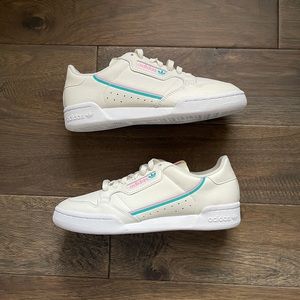 Adidas Continental 80 ‘Off White Pink Aqua.’ Mens 7. Brand New